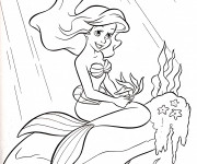 Coloriage Princesse Ariel collect les algues