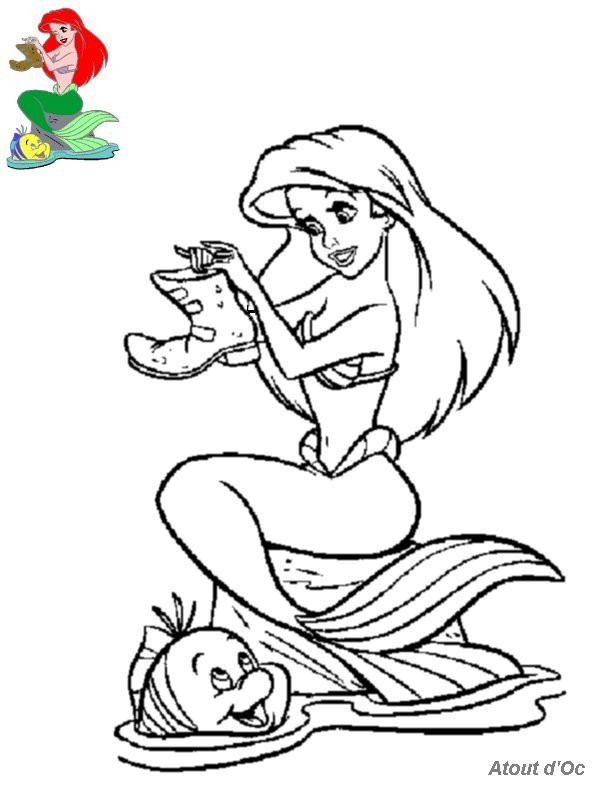 Coloriage et dessins gratuits Princesse Ariel dessin animé à imprimer