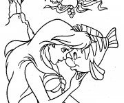 Coloriage Princesse Ariel  discutent avec Polochon et Sébastien