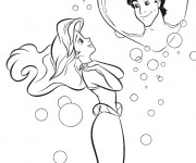 Coloriage Princesse Ariel en amour avec Eric