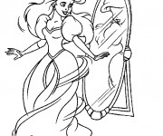 Coloriage Princesse  Ariel et Le Miroire