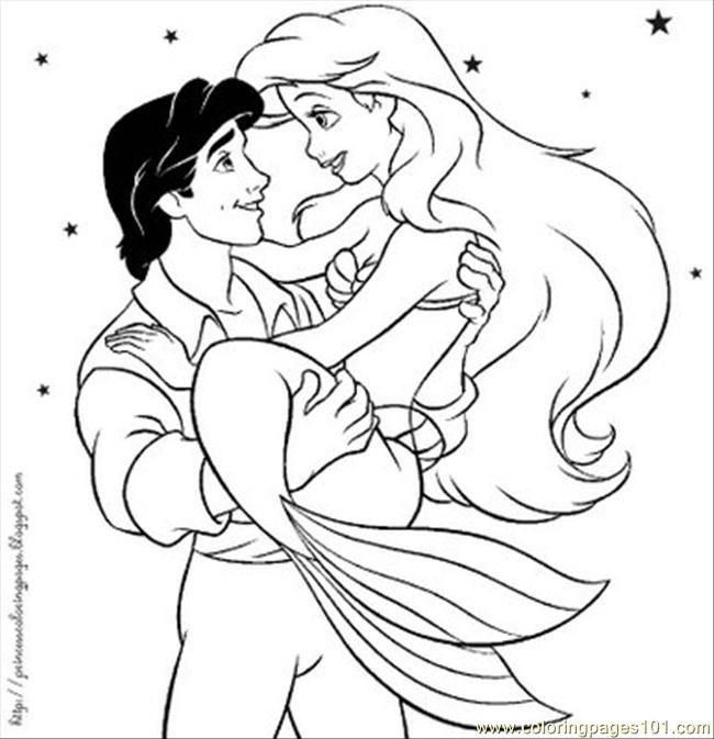 Coloriage et dessins gratuits Princesse Ariel et  Prince Eric à imprimer