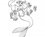 Coloriage Princesse Ariel parle avec ses amis