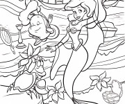 Coloriage et dessins gratuit Princesse Ariel, Polochin et Sébastien à imprimer
