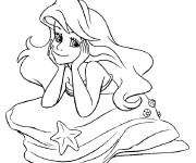 Coloriage Princesse  Ariel rêveuse