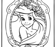 Coloriage Princesse Ariel sur La miroire