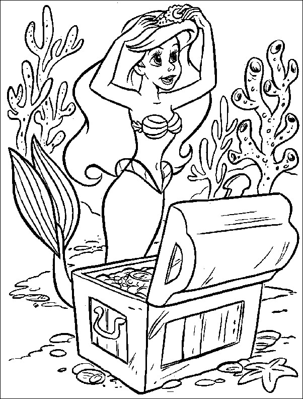 Coloriage et dessins gratuits Princesse Ariel trouve un trésor à imprimer