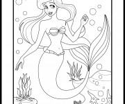 Coloriage Princesse Disney Ariel et les Poissons
