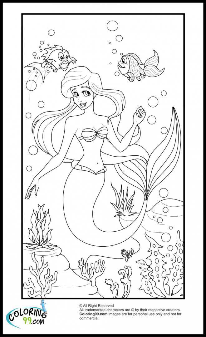 Coloriage et dessins gratuits Princesse Disney Ariel et les Poissons à imprimer