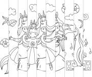 Coloriage et dessins gratuit Agamographe d'une licorne transform&eacute;e en princesse sir&egrave;ne à imprimer