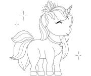 Coloriage et dessins gratuit B&eacute;b&eacute; licorne princesse à imprimer