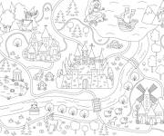 Coloriage Carte du royaume de la princesse et sa licorne