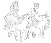 Coloriage Deux princesses sur licornes