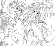 Coloriage Jolie princesse chevauche la licorne