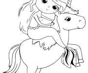 Coloriage La sir&egrave;ne princesse sur licorne facile
