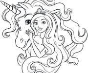 Coloriage Licorne Barbie princesse pour adulte
