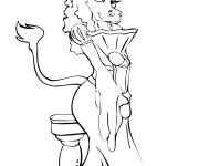 Coloriage Licorne en robe de princesse dr&ocirc;le