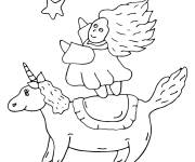 Coloriage Licorne et princesse simple