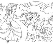 Coloriage Licorne princesse arc-en-ciel