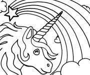 Coloriage et dessins gratuit Licorne princesse avec dessin d'arc- en-ciel à imprimer