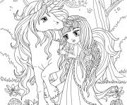 Coloriage Licorne princesse de cartoon