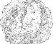 Coloriage Licorne princesse difficile