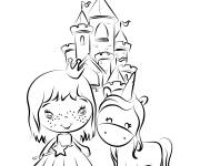 Coloriage Licorne princesse et ch&acirc;teau du royaume