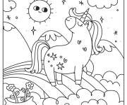 Coloriage et dessins gratuit Licorne princesse sous le soleil à imprimer