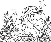 Coloriage et dessins gratuit Licorne princesse sur des plantes à imprimer