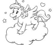 Coloriage et dessins gratuit Licorne princesse sur le nuage à imprimer