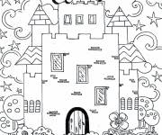 Coloriage Licorne sur le ch&acirc;teau de la princesse
