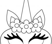 Coloriage et dessins gratuit Masque de licorne princesse en noir et blanc à imprimer