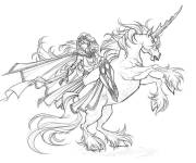 Coloriage Princesse Dame sur sa licorne