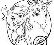 Coloriage Princesse de Disney avec sa licorne