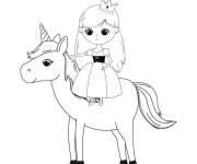 Coloriage Princesse et licorne en maternelle