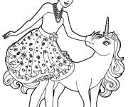 Coloriage Princesse et licorne pour enfants