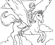 Coloriage Princesse et son ourson sur la licorne