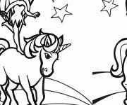 Coloriage Princesse f&eacute;e debout sur la licorne