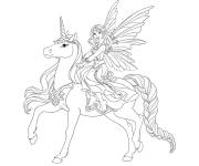 Coloriage Princesse fée sur licorne