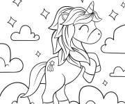 Coloriage et dessins gratuit Princesse licorne dans le ciel à imprimer