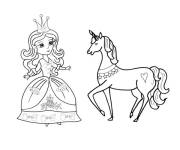 Coloriage Princesse licorne facile pour ps