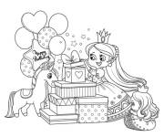 Coloriage Princesse licorne pour l'anniversaire