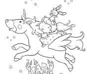 Coloriage Princesse Sandrine sur sa licorne