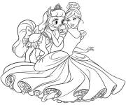 Coloriage Princesse su monde de Disney avec sa belle licorne