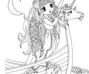 Coloriage Princesse sur bateau licorne