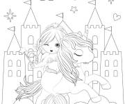 Coloriage Sirène princesse licorne du monde de bande animé