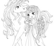 Coloriage Tendresse de licorne et princesse