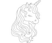 Coloriage et dessins gratuit T&ecirc;te licorne princesse en noir et blanc  à imprimer