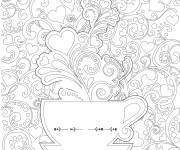 Coloriage Anti-Stress Tasse et Coeurs