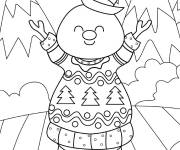 Coloriage Bonhomme de neige mignon avec le pull de No&euml;l